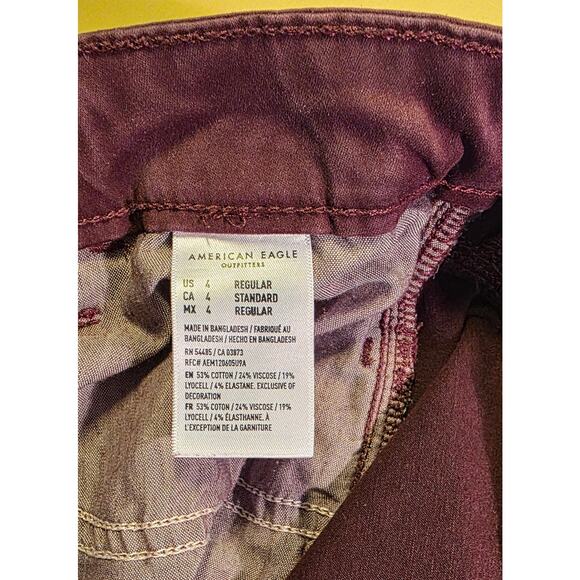 American Eagle maroon hi-rise jegging Size 4 - Picture 4 of 6
